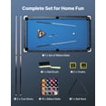 thumbnail image 2 of VEVOR Table de Billard, Tables de Billard Portatives de 8 Pi avec Fini Bois, Table de Jeu Moderne à Pieds Réglables, Ensemble Complet Incluant Balles, Indices, Support, Craies et Brosse, Tissu Bleu, 2 of 9