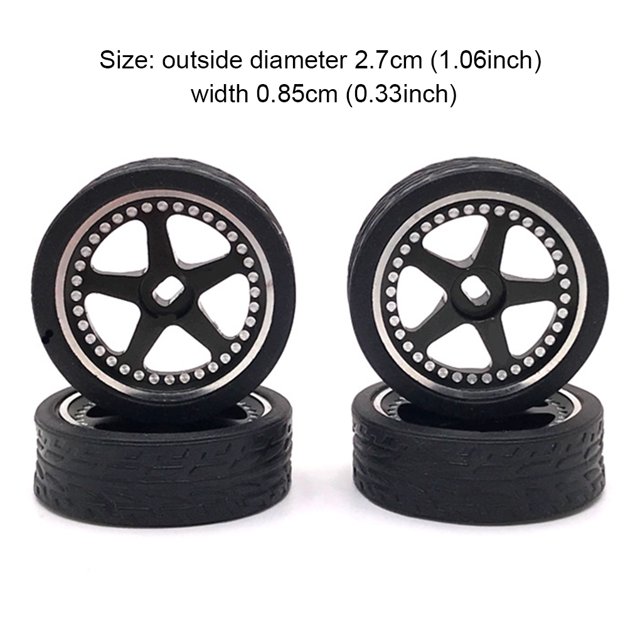 4 Pcs RC Model Car Wheel Rim Simulation Upgraded Modification Vehicle Wheels Assembly Replacement for WLtoys K969 K979 K989 K999 Black