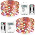 thumbnail image 1 of LAICAIW Lyhope 2 Pack Fairy Lights, Battery Operated Waterproof 8 Modes with Remote Control 33ft 100 Led Copper Christmas String Lights for Outdoor,Indoor,Wedding,Party,Xmas Tree Decoration (Multi-C, 1 of 7