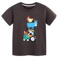 thumbnail image 1 of Chemises Garçons Été Décontracté Sport Respirant Manches Courtes Imprimé Dessin Animé Col Rond T-Shirts Café 2-3 Ans, 1 of 6