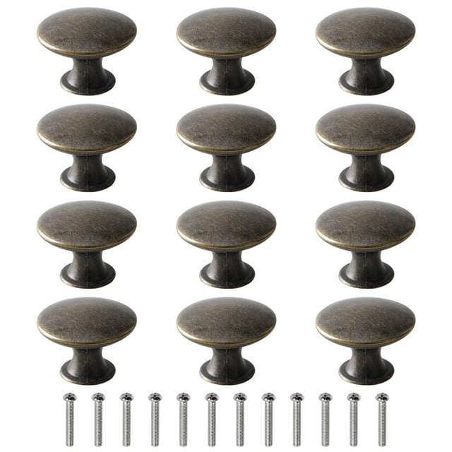 12 Pcs Bronze Drawer Knobs, Kitchen Cabinet Dresser Knobs, Vintage Round Handles