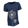 thumbnail image 3 of Becaristey T-shirts à Col Rond pour Femmes Manches Courtes Style Simple T-shirts Imprimé Floral Vêtements Accessoire de Mode Tenue Quotidienne Bleu TTG, 3 of 6