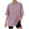 thumbnail image 1 of Timegard Womens Tops Athletic Crewneck Short Sleeve Loose Workout Top Comfy Solid Color Casual Basic Tee, 1 of 3