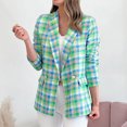 thumbnail image 2 of IROINID Blazer pour Femmes à Manches Longues à Carreaux Col Rabattu, Tenue d'Affaires Confortable Cardigan à Carreaux, 2 of 8