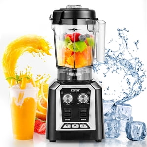 VEVOR Mélangeur professionnel, 68 oz mélangeur de pot en plastique Combo, PC(Plastiques en polycarbonate) 3 Fonctions Blender, pour boissons congelées, Shakes, Smoothies, Peree, et Crush Ice, Noir