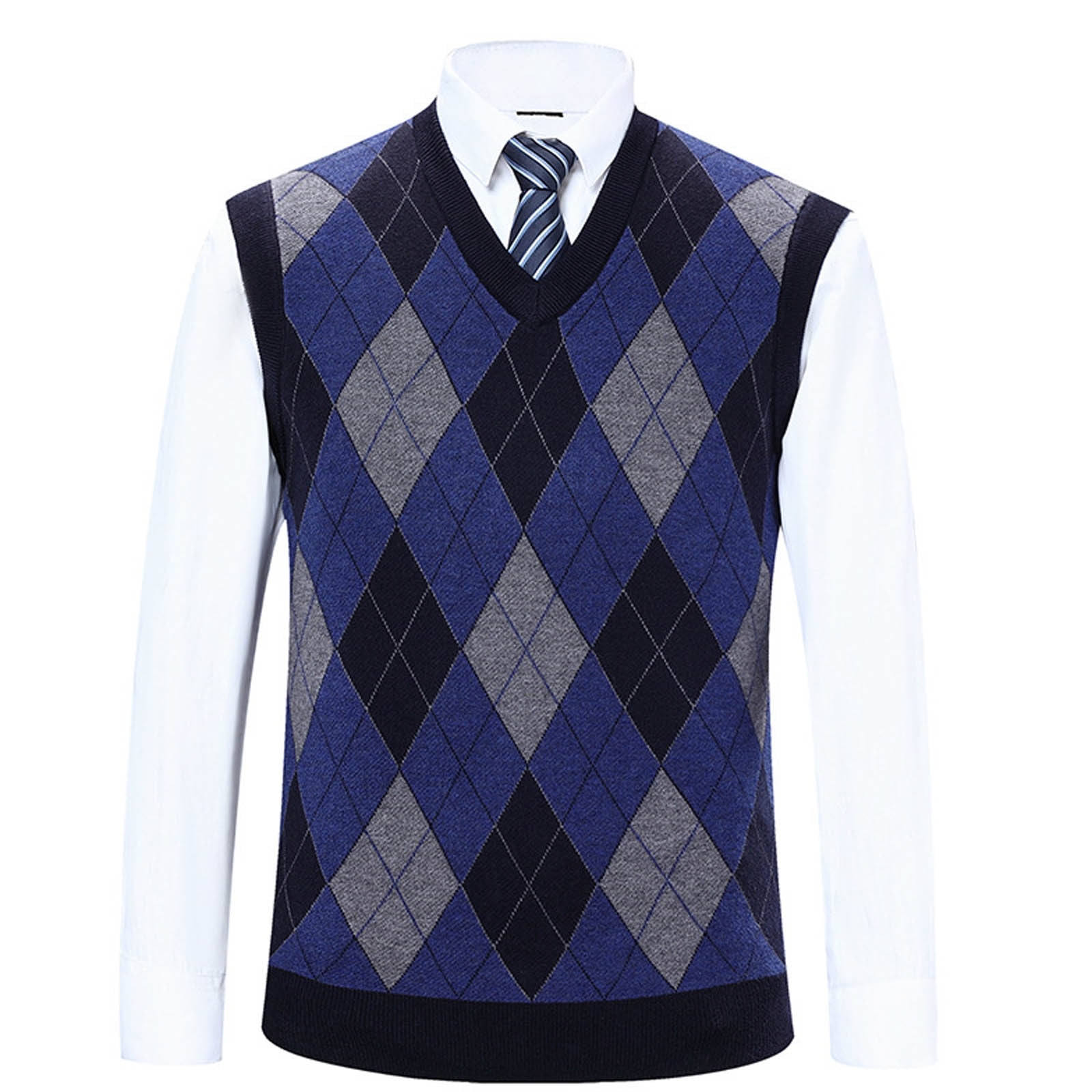 XZNGL Men Casual Sweater Vest Uniform Pullover Cotton Knit V-Neck