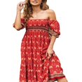 thumbnail image 3 of MesaSe Robe d'Été Bohème pour Femmes Imprimé Floral Col Carré à Volants Robe Longue Maxi de Plage Style E s, 3 of 5