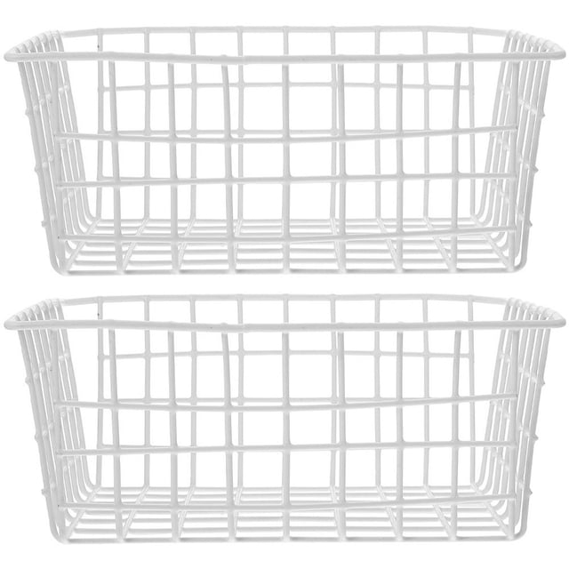 LOVEVER White 2 Pcs Tinsel Freezer Baskets for Chest Iron Wire Refrigerator