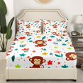 thumbnail image 3 of YST Monkey Sheets Full Sheet Set For Girls Kids Cute Flower Animal Sheet Set, Wild Animal Bed Sheets Set Botanical Flower Pattern 3D Bedding Set, 1 Top Sheet 1 Fitted Sheet 2 Pillowcases, 3 of 5