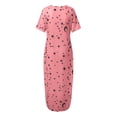 thumbnail image 4 of Kcodviy Robe de Nuit Quotidienne à Manches Courtes pour Femmes, Imprimé d'Étoiles, Décontractée, Inclinée, à Boutons, Robe de Nuit pour Femmes, Épaule, Maxi, Robe de Sommeil, 4 of 5