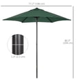 thumbnail image 3 of Outsunny 6.6FT Patio Umbrella, Outdoor Parasol with 6 Solid Ribs, Green, 3 of 10