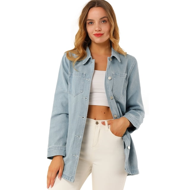 INSPIRE CHIC Vestes en Denim Amples pour Femmes à Boutons, Style Boyfriend, Taille Paper Bag