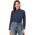 thumbnail image 1 of INSPIRE CHIC Women's Lace Mock Neck Long Sleeve Cotton Button-Down Shirt, 1 of 6