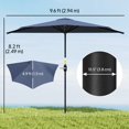 thumbnail image 3 of Outsunny Parasol Demi-Parasol de Patio 9,8 Pi Pare-Soleil, Manivelle, Bleu Foncé, 3 of 10
