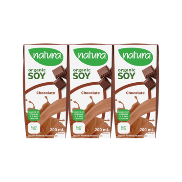 Natura, Mini Organic, Chocolate Soy Beverage, 200ml, 3-pack