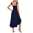 thumbnail image 4 of TopLLC Robe d'Été pour Femmes Robe Longue Maxi Bohème à Bretelles Spaghetti Col Carré Couleur Unie à Volants Robe de Plage Grande Taille, Robe de Plage, 4 of 5