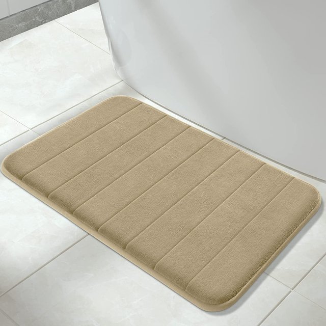 ORUYROP Memory Foam Bath Mat Large Size, Soft and Comfortable, Super Water Absorbent, Non-Slip, Thick, Machine Washable (31.5 x 19.8 Inch, Camel)