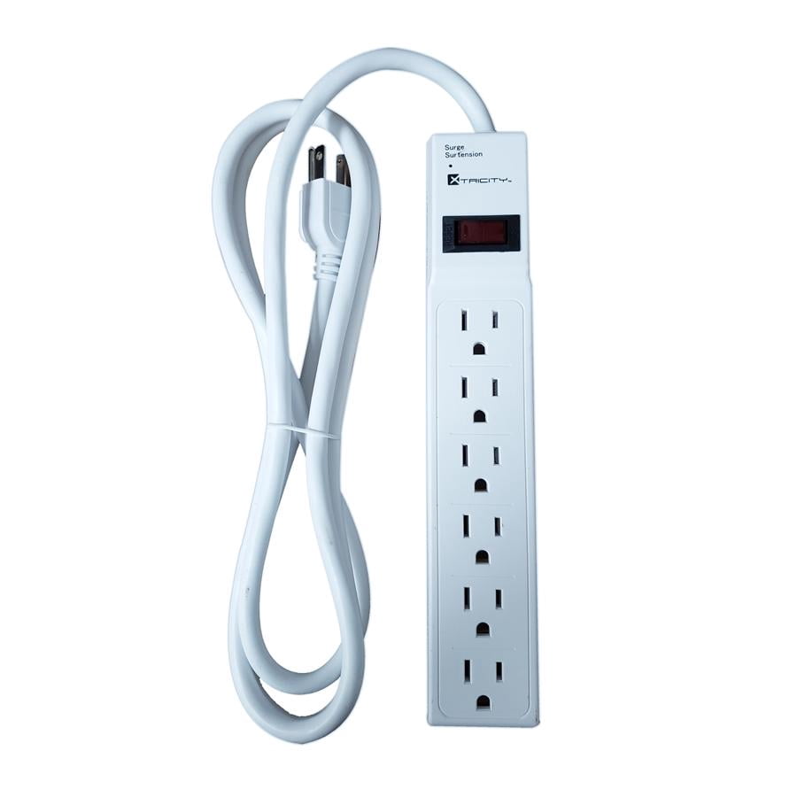 Xtricity - 6 Outlet Surge Protector with 6 Foot Cord, 450 Joules, White
