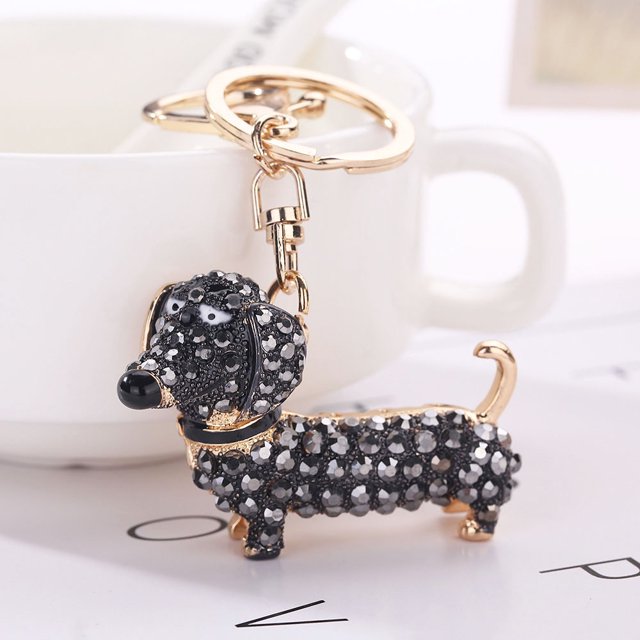 EGNMCR Keychains New Crystal Dog Dachshund Keychain Purse Pendant Car Key Ring Nice Key Ring
