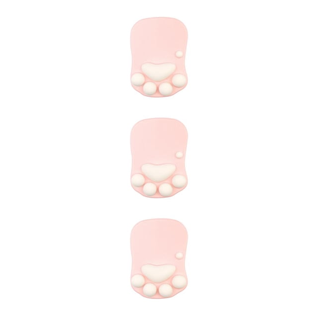 relayinert Stylish Cat Paw Gaming Mouse Mat Wrist Protection Non-slide Base Safe Cute DS-002 pink 3Set