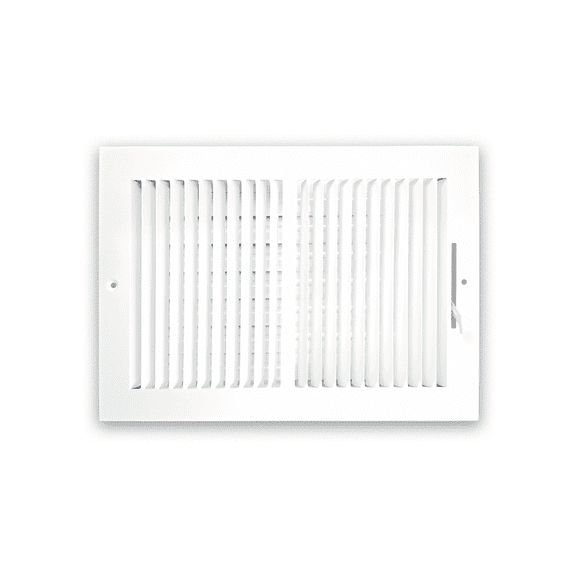 Registre d'Aération Bidirectionnel 12′′ X 8′′ avec Amortisseur Réglable – Paroi Latérale et Grille de Plafond, Acier Enduit de Poudre, Flux d'Air Élevé, Trous Pré-Percés avec Vis, Usage Intérieur