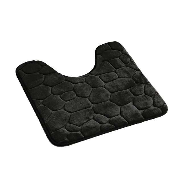 Contour Bath Rug Memory Foam Mat 3D Pebble 20”L x 20”W Black