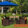 thumbnail image 4 of Costway 9 PCS Patio Rattan Dining Set Cushioned Chairs Ottoman Wood Table Top Black, 4 of 10