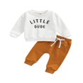 thumbnail image 1 of Infant Baby Boys Fall Winter Outfits Long Sleeve Sweatshirt Letter Print Pullover Tops Jogger Pants Set, 1 of 6