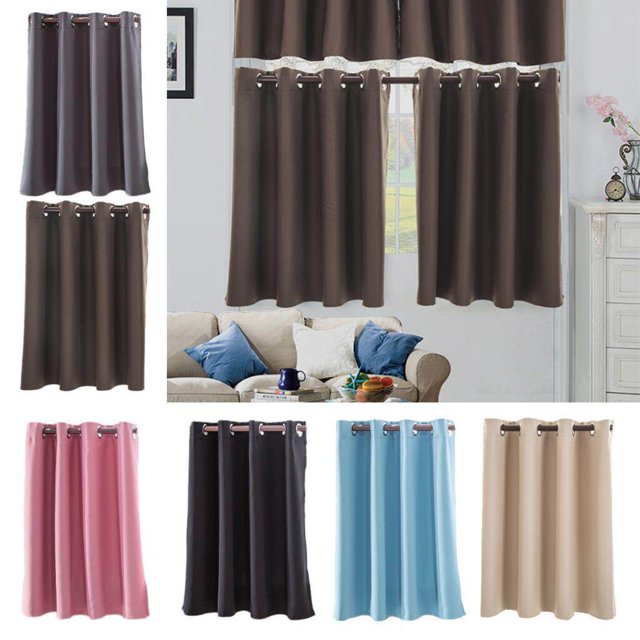 serony Solid Colored Short Valance Curtains Shade Curtain Kitchen Door Panels Rod Pocket Window Treatment Coffee L