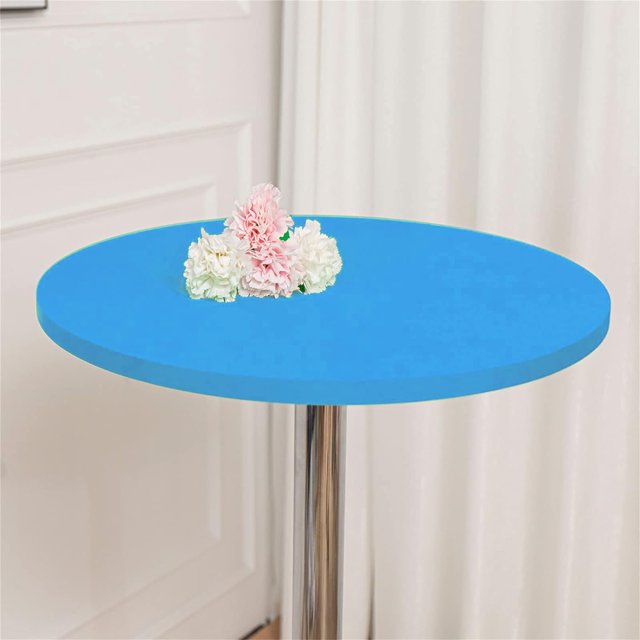 ORUYROP 2-Pack Cocktail Round Table Topper Cap Spandex Fitted Stretch Cocktail Tablecloth Tight Stretchable Elastic for Weddings Banquets Events Parties Restaurants(Size: 160cm,Color: Sky Blue