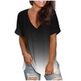 thumbnail image 2 of HWRETIE T-Shirt Dégradé pour Femmes à Manches Courtes, Col Rond, Coupe Ample, Haut Décontracté, Blouse d'Été, 2 of 4