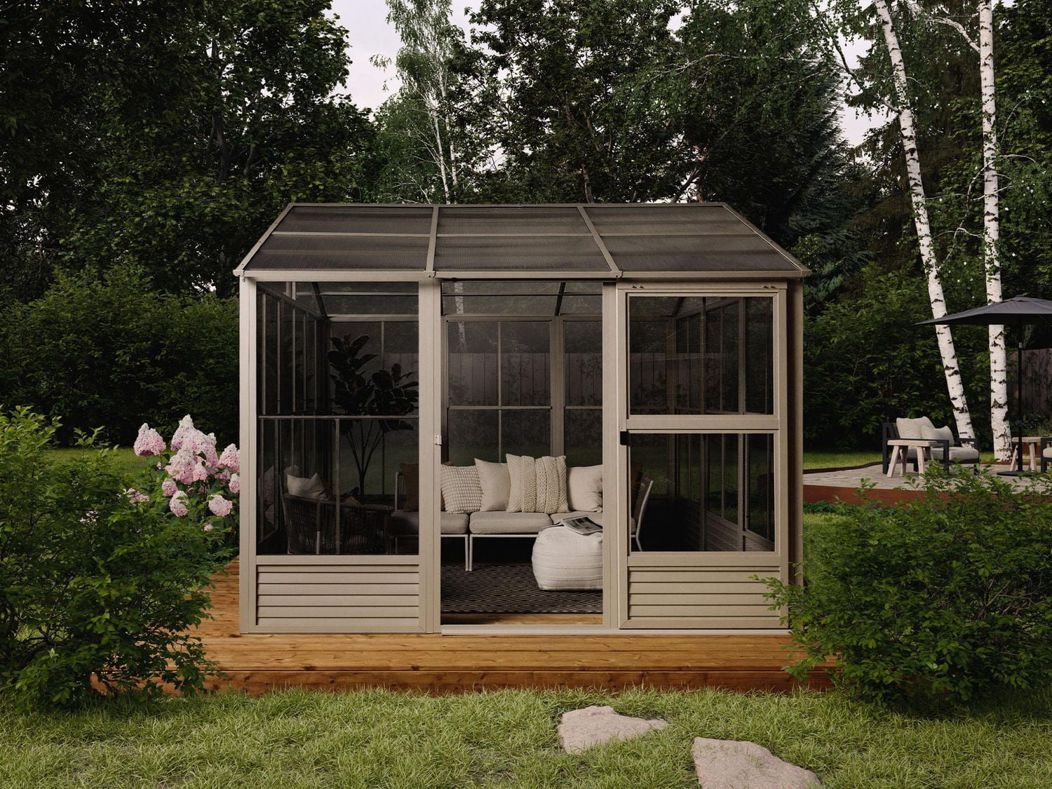 Gazebo Penguin Myrdal 11 ft x 10 ft Polycarbonate Roof Solarium - Beige