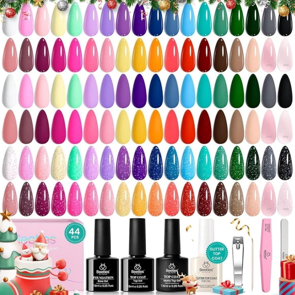 Beetles Gel Nail Polish Kit with U V Light Emotional Spectrum 35 Colors Gel Polish Nail Kit with Base and Matte&Glossy Top Coat Soak Off All Season DIY Set Manicure Tools Gifts for Women