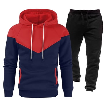 Ediodpoh Ensemble de Survêtement Décontracté pour Homme à Manches Longues, Fermeture Éclair Complète, Course, Jogging, Tenue de Sport, Survêtements pour Homme, Rouge G