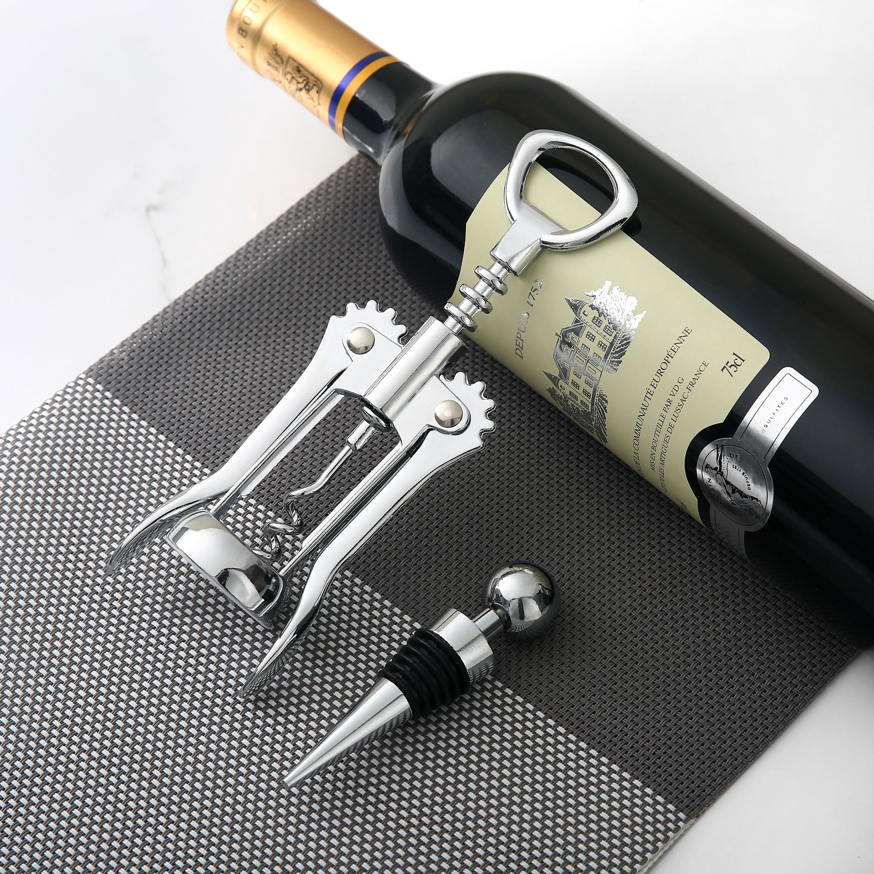 Mainstays Ensemble tire-bouchon et bouchon à vin en acier inoxydable, argent