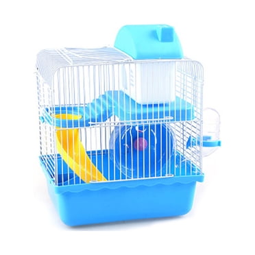 2 Tier Hamster Cage Large Space High Chassis Design Hamster Habitat Cage for Pet Hamster Small Animals Blue