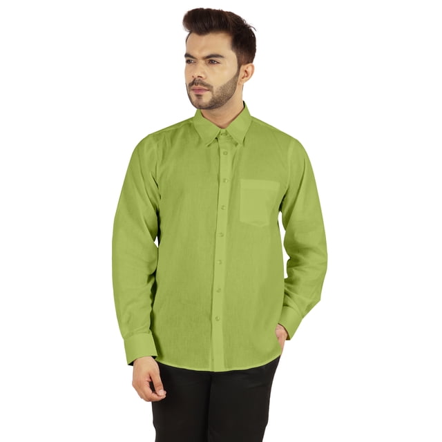 Bestman Long Sleeve Cotton Flex Shirt For Mens Button Downt W/ Patch Pocket Office Wear