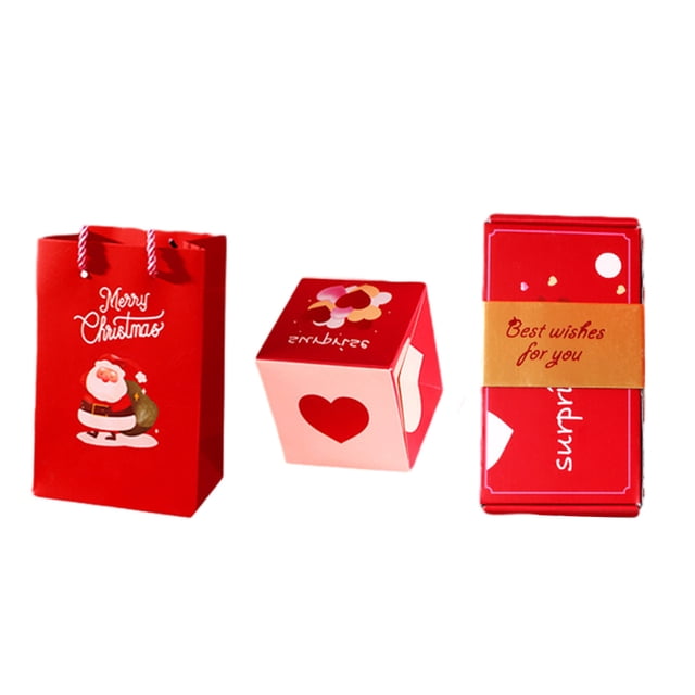 Sacs-cadeaux de Noël Boîte de Noël Surprise, Ensemble Unique de Boîtes-Cadeaux Rouges, Boîte-Cadeau Surprise Explosionn Mignonne Boîte Explosive hors Rebond Boîtes pour Cadeau de Noël Anniversaires Nouvel An Boîtes-Cadeaux de Noël