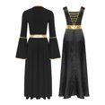 thumbnail image 2 of Kaerm Tunique de Danse Liturgique de Louange pour Femmes, Tenue de Danse d'Église, Robe Tunique Maxi à Manches Longues, Noir, TTG, 2 of 7