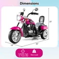 thumbnail image 3 of Gymax Moto Électrique 6 V pour Enfants à 3 Roues, Jouet à Chevaucher avec Phare Réglable, Rose, 3 of 10