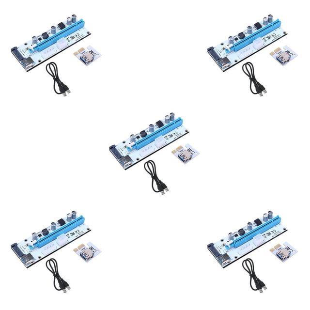 QualitChoice 1x US PCI Riser Board PCI-E 1x to 16x Extender Adapter GPU Riser Card blue 5Set