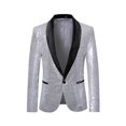 thumbnail image 1 of Gupgi Men Shiny Sequins Blazer One Button Tuxedo Jacket Party Wedding Banquet Prom Coat, 1 of 4