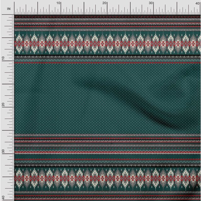 Soimoi Polyester Crepe Fabric Dot & Aztec Panel Print Fabric by The Yard 52 Inch Wide