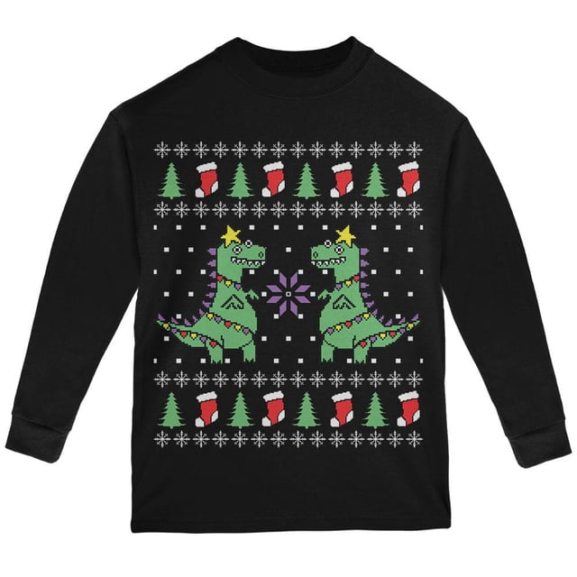 T-shirt à Manches Longues pour Jeunes Tree Rex T Rex Chandail de Noël Laid
