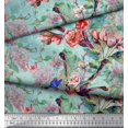 thumbnail image 2 of Soimoi Blue Rayon Fabric Insect,Peach & Pink Floral Print Sewing Fabric BTY 42 Inch Wide, 2 of 3