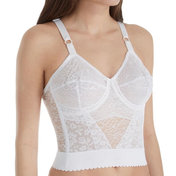 Women's Rago 2202 Lacette Longline Wireless Expandable Cup Bra (White 42D)