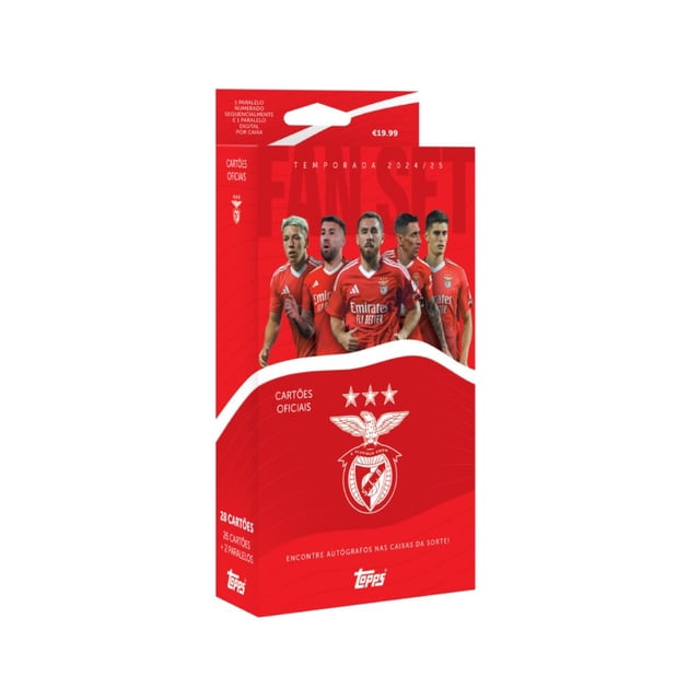Ensemble de Fans de Topps Benfica 2024-25 (28 Cartes) Cartes à Échanger SL Benfica Diffusées Montrant 28 portraits de Joueurs de la Première Équipe, inserts pour Fans de Monolithe et de Fanatic, Golden Future et Golden Treasure chase, un Parallèle Numéroté Séquentiellement et un Parallèle Électro Non Numéroté par Boîte, chase autograph; Souvent Utilisé pour l'Exposition de Reliure.