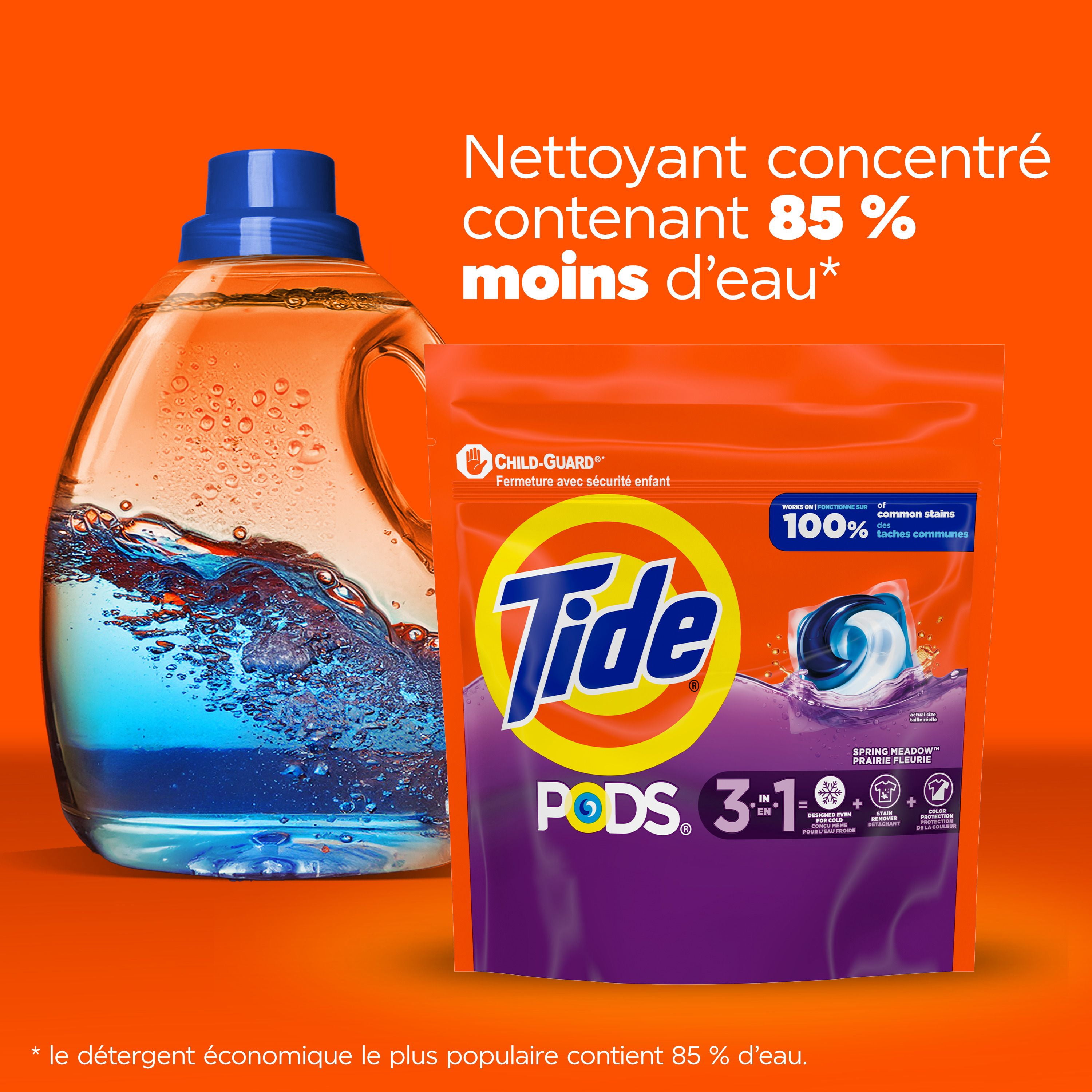 Tide Capsules de Détergent à Lessive, Parfum Prairie Fleurie, 3 en 1 Détachant, Éliminateur d'Odeurs, Protecteur des Couleurs, Capsules de Savon à Lessive Concentré, 16 Unités