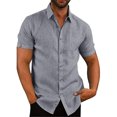 thumbnail image 1 of LUXUR T-shirt Homme Col à Revers T-shirt Manches Courtes Hauts Amples Chemises d'Été Col Rabattu Blouse Gris m, 1 of 4