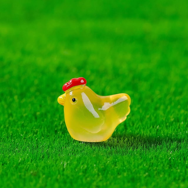 Mini Resin Chicken Glowing Potted For Mini Tale Garden Aquarium Party Home Decoration